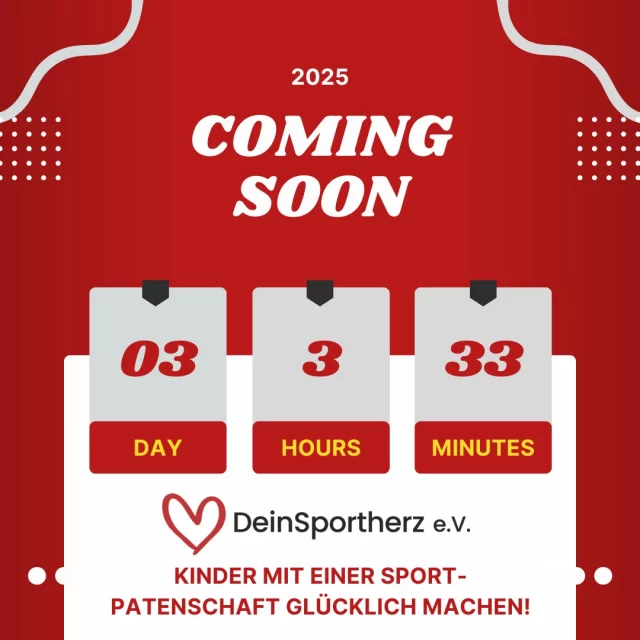 Liebe Sport-Paten, liebe Unterstützer, liebe Gäste,
der Countdown läuft – in kürzester Zeit ist es soweit! 🚀

Am 22. März 2025 erwartet Euch ein unvergesslicher Abend, der vor Emotionen, Überraschungen und einzigartigen Momenten nur so sprüht. 🌟 

Eure Einladung habt Ihr bereits erhalten und jetzt möchten wir Euch nochmals daran erinnern: Freut Euch auf etwas ganz Besonderes!

Die Vorbereitungen sind in vollem Gange, die Highlights sind festgemacht, und unsere Begeisterung, diesen Abend mit Euch zu verbringen, könnte nicht größer sein! 🎉

Haltet Eure Vorfreude fest – denn das Beste liegt noch vor uns! 😃
Wir freuen uns darauf, diesen besonderen Abend gemeinsam zu erleben und unvergessliche Erinnerungen zu schaffen. Bis bald!